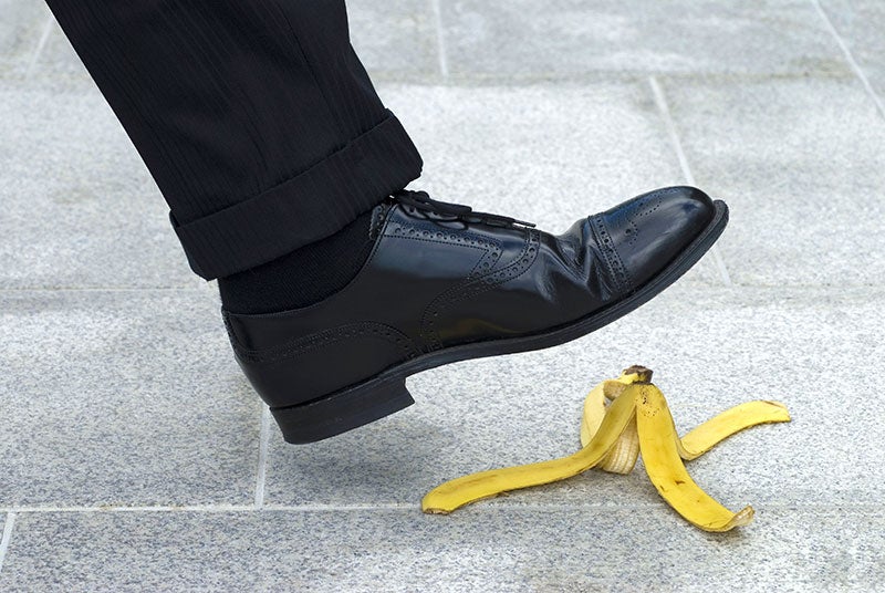 Person slipping on banana