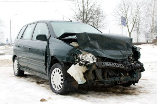 car accident on a busy road