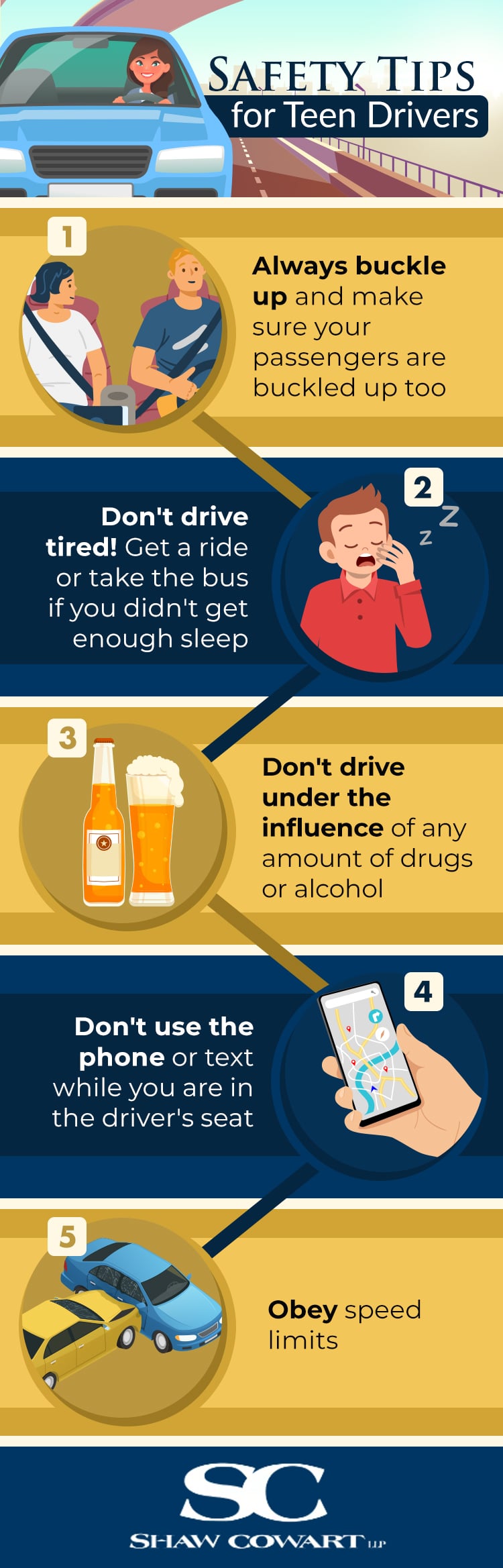 An infographic showing safety tips for teen drivers