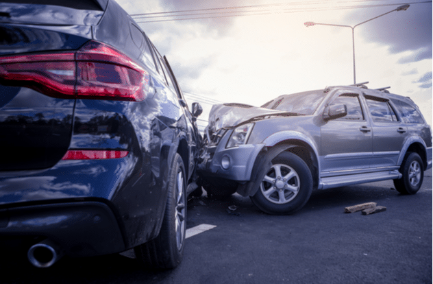 Car crash dangerous accident on the road.